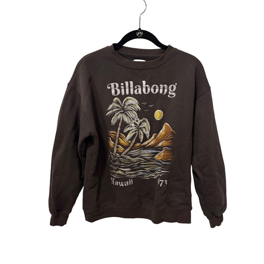 Billabong Hawaii 1973 Graphic Sweatshirt Charcoal Gray Pullover Medium